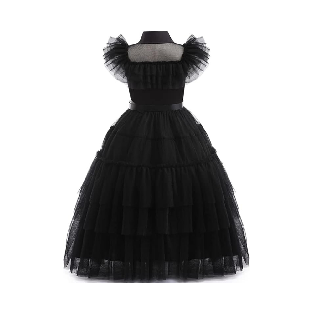 Wednesday Addams Black Dress Halloween Fancy Dress for Girls - Image 3