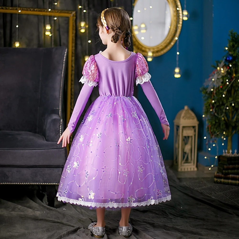 Rapunzel Sparkling Dress Costume for Girls - Image 4