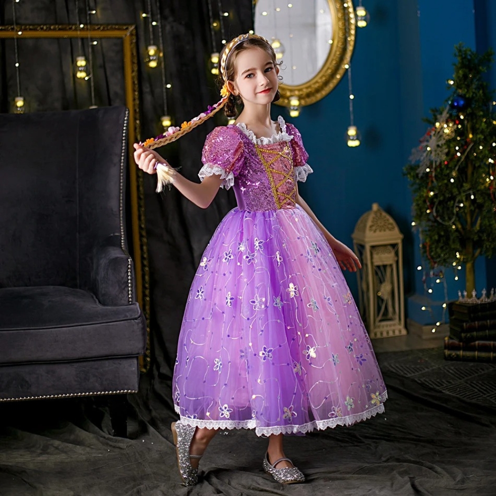 Rapunzel Sparkling Dress Costume for Girls - Image 3