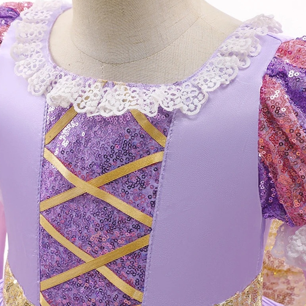 Rapunzel Princess Dress Costume with Accessories for Girls - Image 5