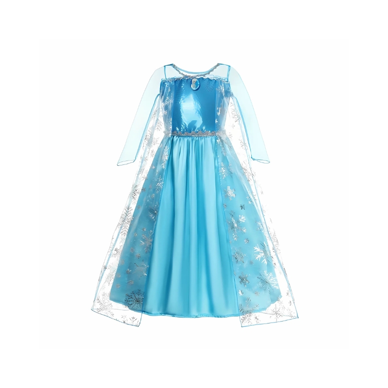 Close-up of the Frozen fancy dress accessories including the crown, jewellery, and braid, showing all the items that complete this dazzling Elsa and Anna princess look.