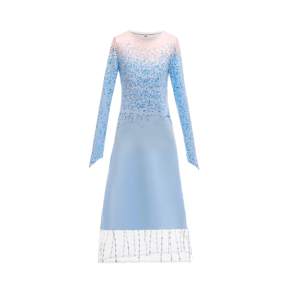 Blue Princess Elsa Fancy Dress with Leggings - Image 2