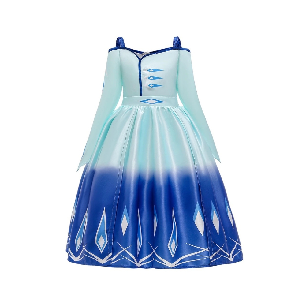 Princess Elsa Satin Fancy Dress in Blue or Purple - Image 2