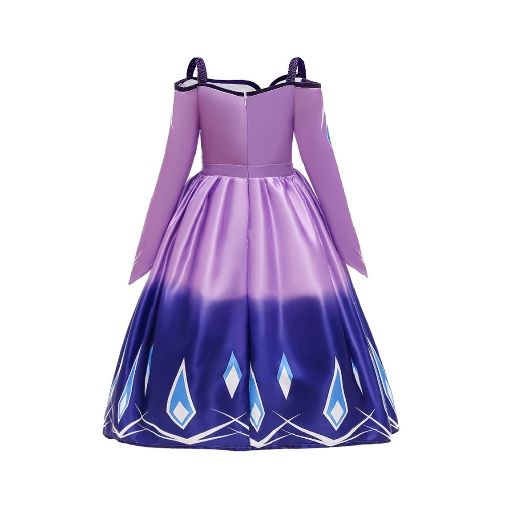 Princess Elsa Satin Fancy Dress in Blue or Purple - Image 5