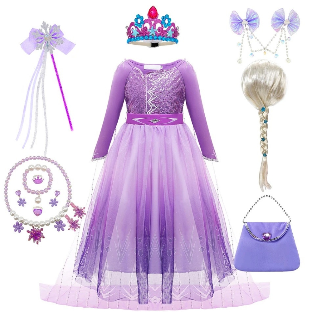 Purple Sequin Princess Elsa Dress - Image 2