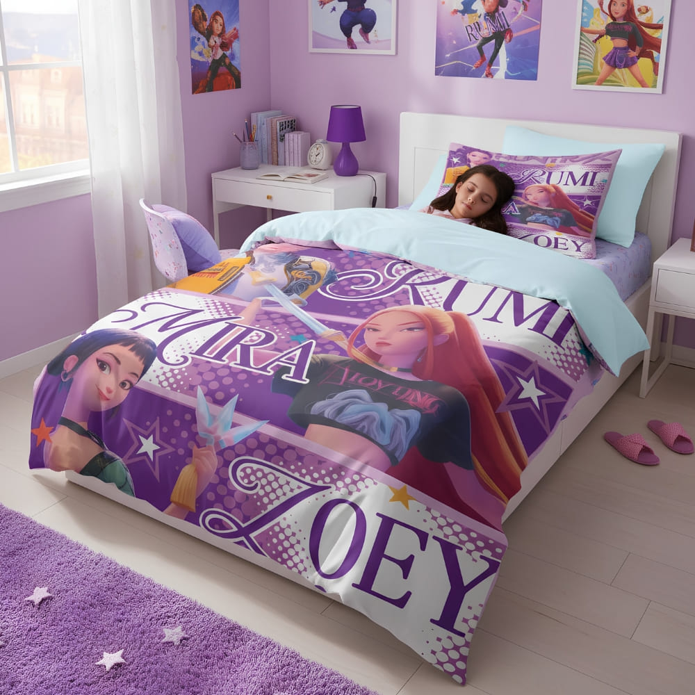 K-pop Demon Hunters Zoey Mira and Rumi Girls Duvet Set - Image 2