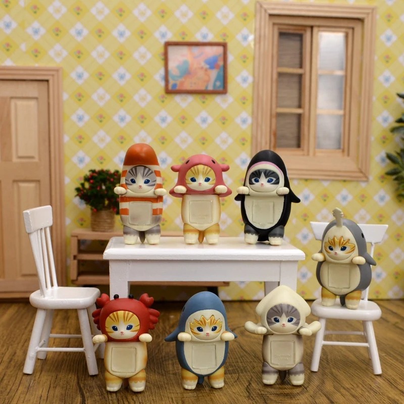 Full set of Mofusand Hippers animal costume magnets displayed together, showing all five collectible designs in the blind box series.