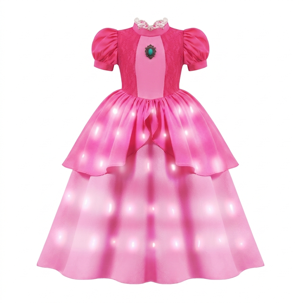 Princess Peach Mario LED Light-Up Fancy Dress Costume - Image 4