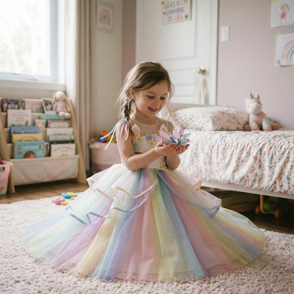 Rainbow Unicorn LED Princess Dress - Image 3