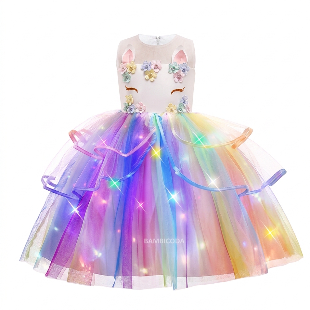 Rainbow Unicorn LED Princess Dress - Image 4