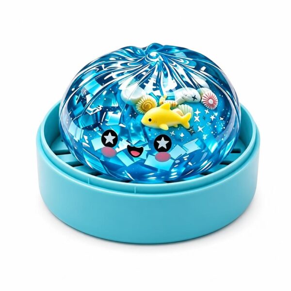 Blue glitter ocean squishy sensory toy in a ball