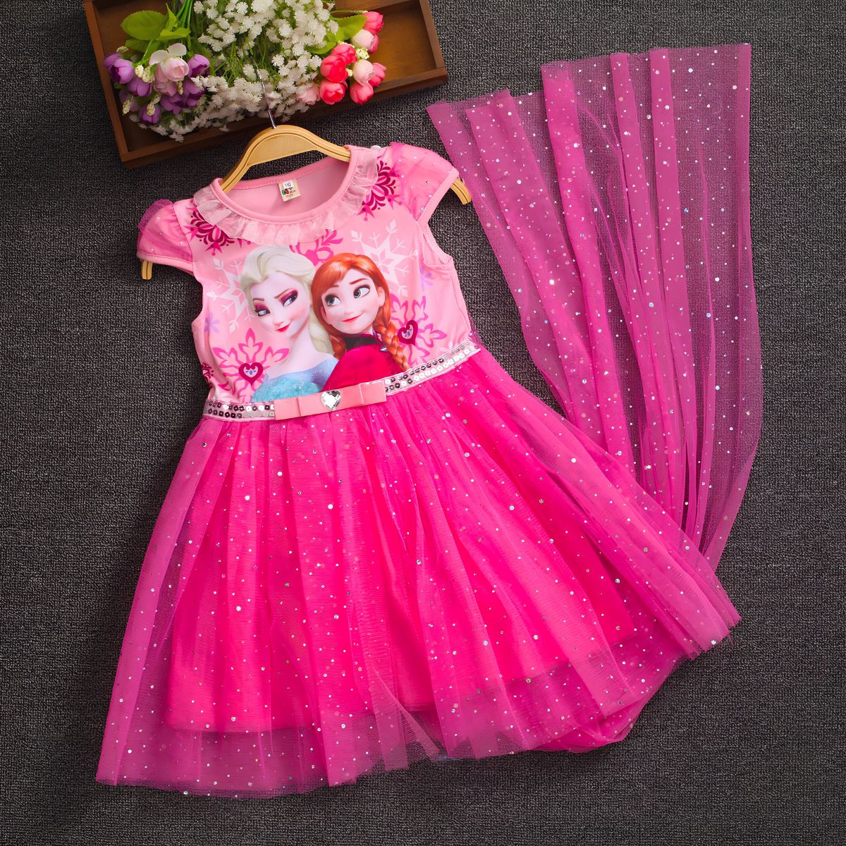 Girls' Glitter Frozen Princess Dress - Image 11
