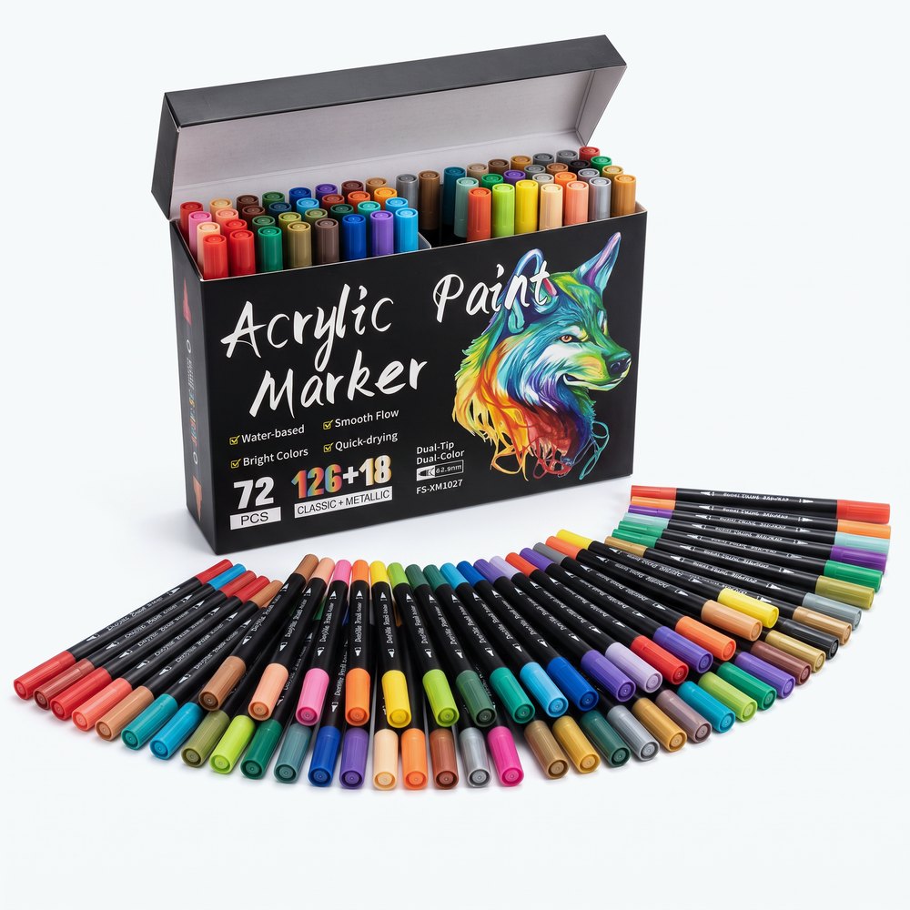 Box of dual tip acrylic paint pens